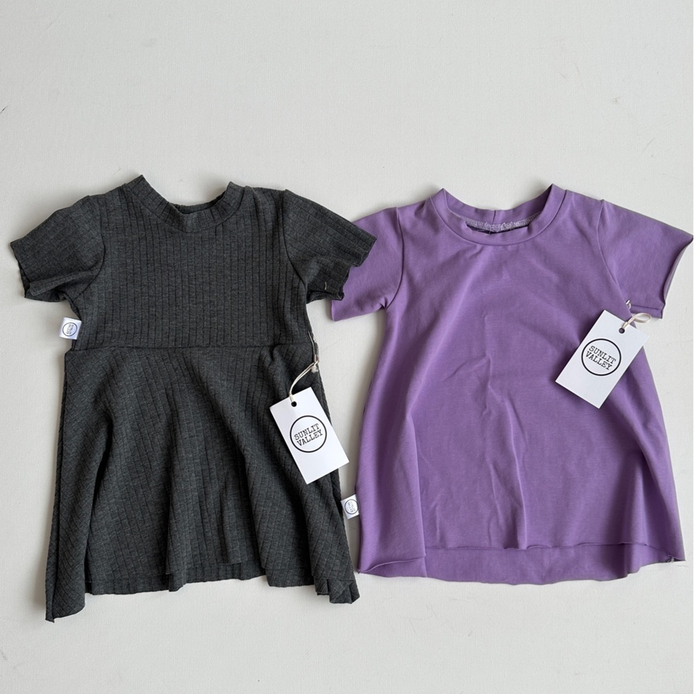 NWT- Sunlit Valley Baby Dress Bundle - Grey/Lilac -Handmade - Size 6-12m
